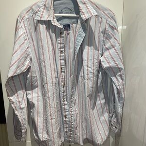 Cotton Men's Striped Button-Down Shirt Medium , Vintage Bum Equipment